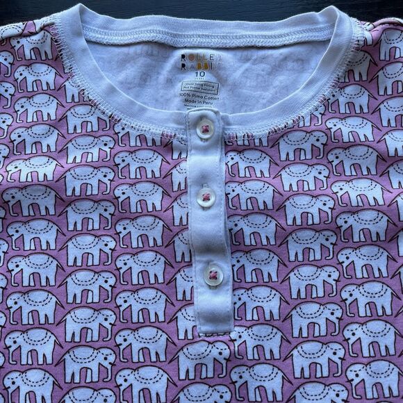 Roller Rabbit Girls Pima Cotton Elephant Printed Long Sleeve 2PC Pajama Set 10 - Picture 9 of 12